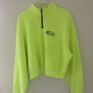 Neon cropped quarter zip sweatshirt